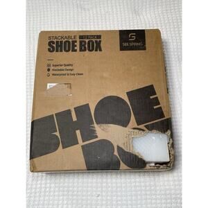 SEE SPRING 12 Pack Shoe Storage Box Clear Plastic Stackable Shoe Organizer Large